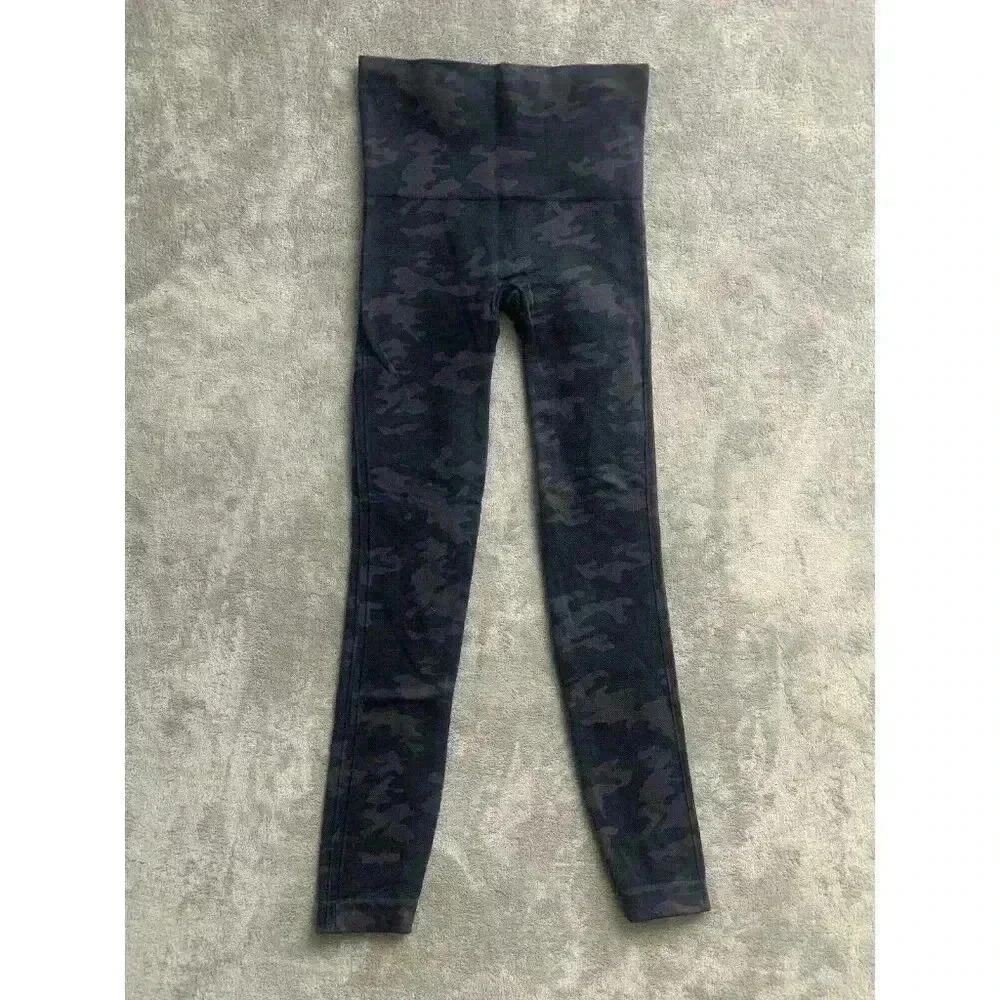 Spanx Leggings Women Small Gray Look At Me Now Cropped Pull On Camo Athleisure